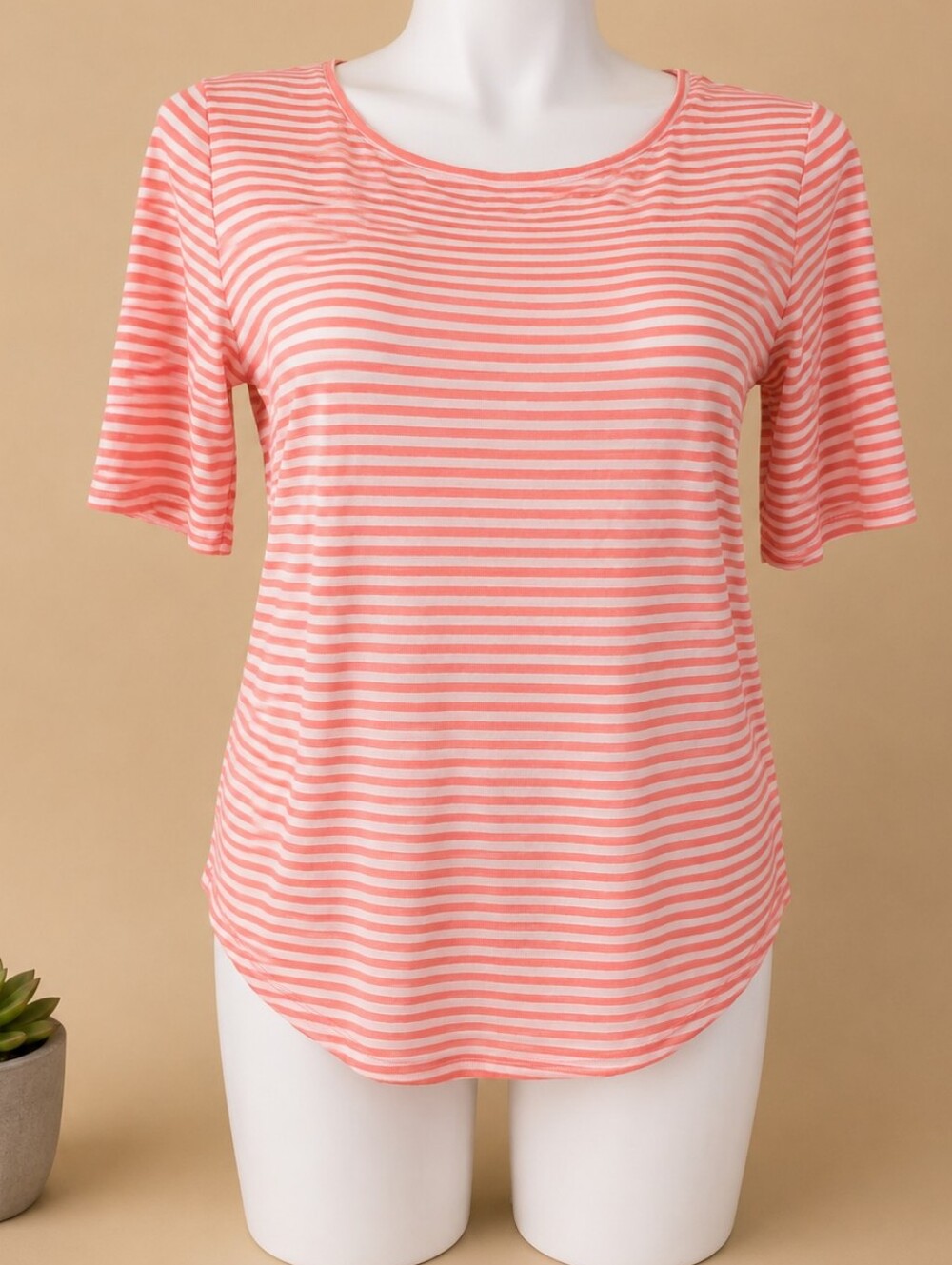 Talbots Women's Size Large Petite Cotton Striped Top Blouse Casual